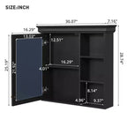 MAYEERTY 47 Mobile bagno da parete con specchio 3 ripiani regolabili 3 scomparti aperti anta in vetro per bagno bianco