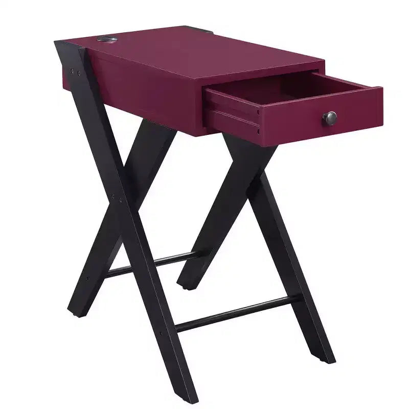 Tavolino Royal Hampton con gambe a X e 1 cassetto, viola e nero