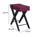 Tavolino Royal Hampton con gambe a X e 1 cassetto, viola e nero