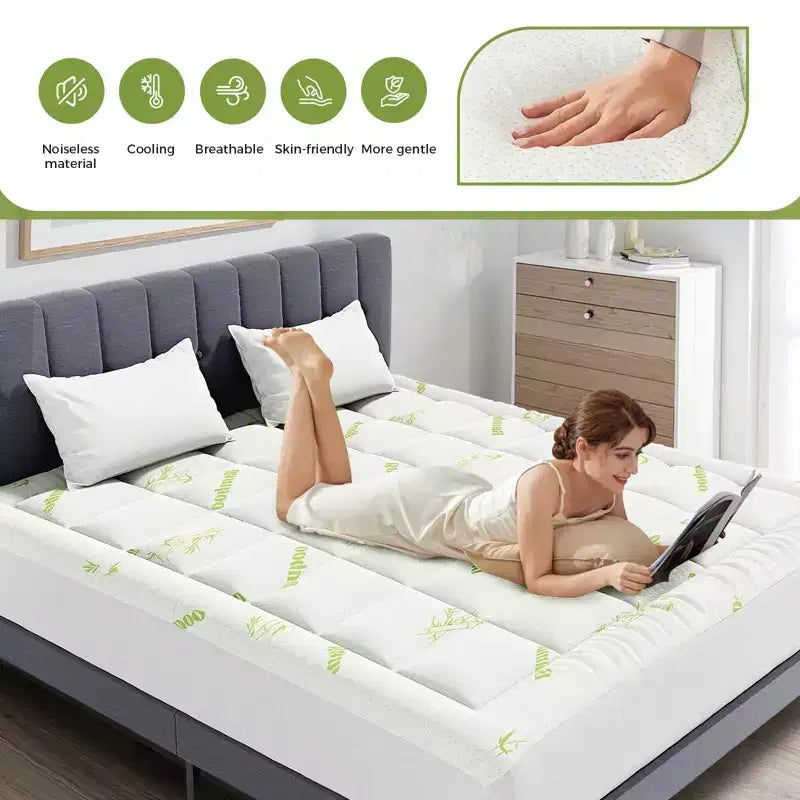 Okak Moderno Coprimaterasso Ispessito con Imbottitura in Fibra di Bambù, Topper per Materasso Effetto Nuvola per Materassi Spessi 20-40 cm