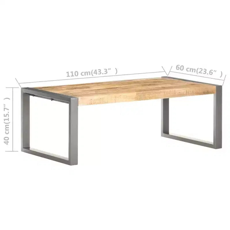 vidaXL Tavolino da caffè grigio in legno massello di mango grezzo Tavolino da salotto durevole di medie dimensioni