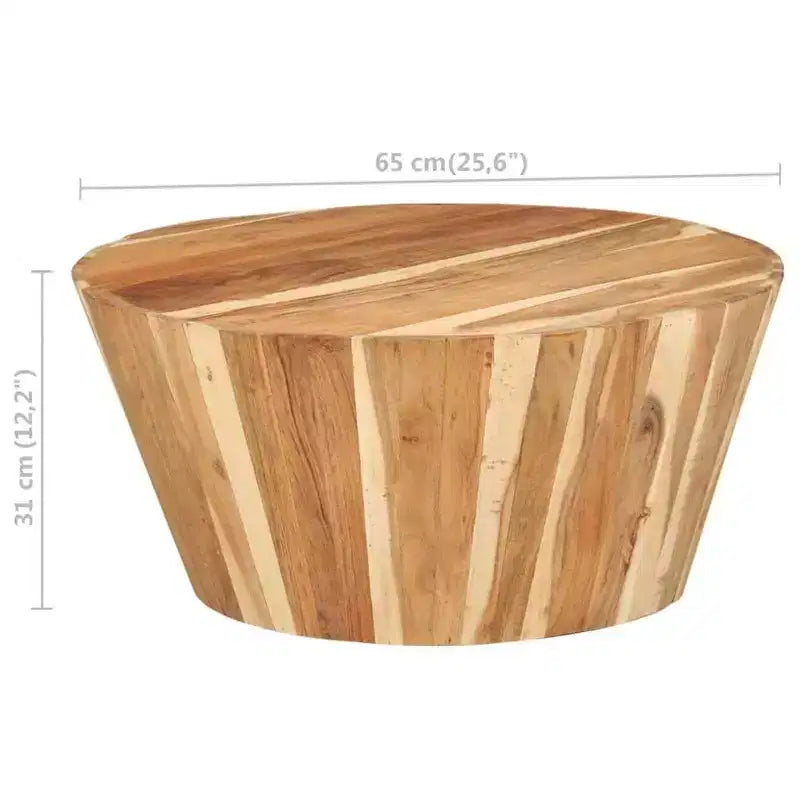vidaXL Tavolino da caffè Tavolino rotondo Tavolino da salotto Tavolo da divano in legno massello - 25,6 x 12,2 in legno massello di acacia