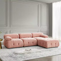 Modular Cloud Couch, Modern L-Shaped Sectional Sofa with Reversible Ottoman, Button-Tufted Velvet, Flexible Combination for Living Room
