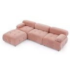 Divano Modulare Cloud, Divano Sezionale a L Moderno con Pouf Reversibile, Velluto Trapuntato a Bottoni, Combinazione Flessibile per Soggiorno