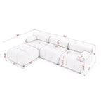 Divano Modulare Cloud, Divano Sezionale a L Moderno con Pouf Reversibile, Velluto Trapuntato a Bottoni, Combinazione Flessibile per Soggiorno
