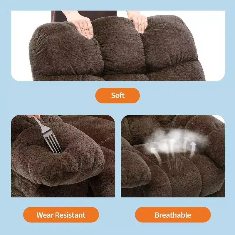 Poltrona Reclinabile Manuale, Sedia Reclinabile Ergonomica Imbottita in Tessuto Traspirante con Tasche Laterali, Divano Singolo Pigro con Struttura in Acciaio