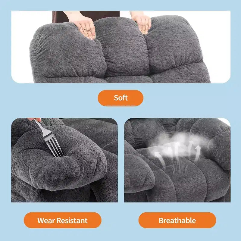 Poltrona Reclinabile Manuale, Sedia Reclinabile Ergonomica Imbottita in Tessuto Traspirante con Tasche Laterali, Divano Singolo Pigro con Struttura in Acciaio