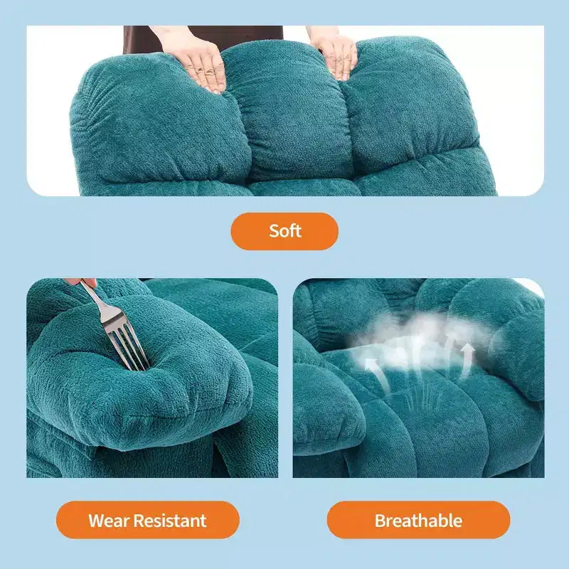 Poltrona Reclinabile Manuale, Sedia Reclinabile Ergonomica Imbottita in Tessuto Traspirante con Tasche Laterali, Divano Singolo Pigro con Struttura in Acciaio