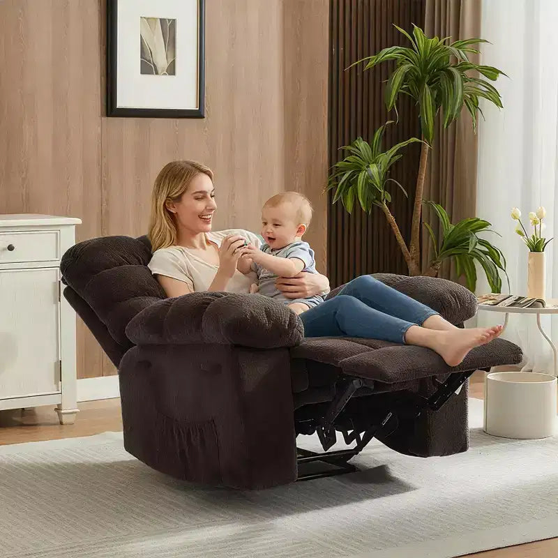 Poltrona Reclinabile Manuale, Sedia Reclinabile Ergonomica Imbottita in Tessuto Traspirante con Tasche Laterali, Divano Singolo Pigro con Struttura in Acciaio