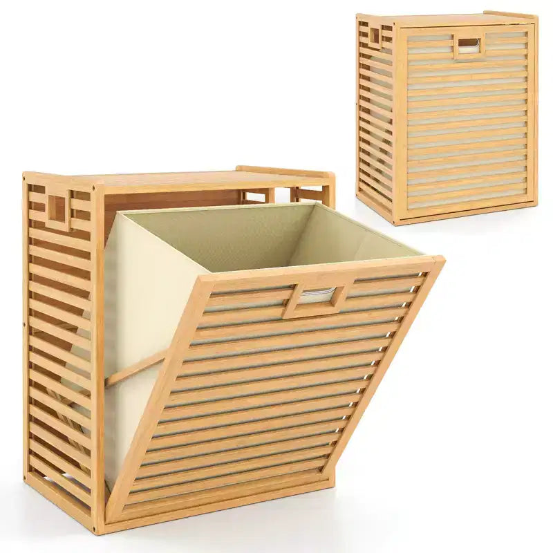 Costway Large Tilt-out Laundry Hamper w/ Wide Top & Tilt-out Basket Side Handles