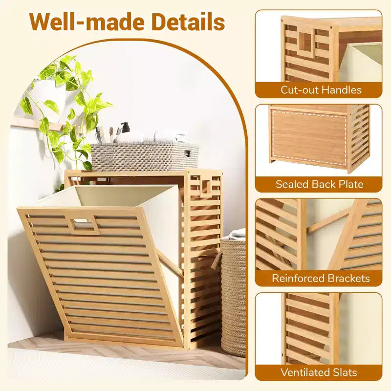 Costway Large Tilt-out Laundry Hamper w/ Wide Top & Tilt-out Basket Side Handles