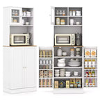 Mobile Dispensa da Cucina Costway con Ripiano per Microonde, 8 Ripiani sullo Sportello e 5 Ripiani Regolabili