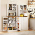 Mobile Dispensa da Cucina Costway con Ripiano per Microonde, 8 Ripiani sullo Sportello e 5 Ripiani Regolabili