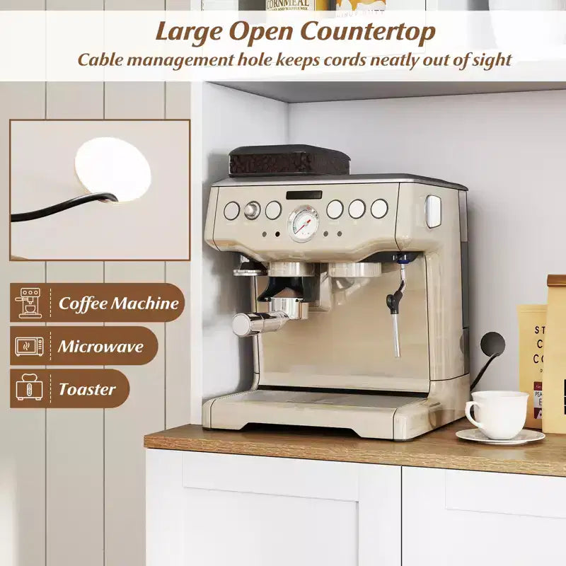 Costway Kitchen Pantry Cabinet w/Microwave Shelf 8 Door Shelves & 5 Adjustable Shelves