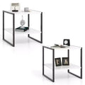 Costway 2PCS 20 2-Tier End Table w/ Storage Shelf Reversible Design for Living Room
