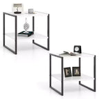 Costway 2PCS 20 2-Tier End Table w/ Storage Shelf Reversible Design for Living Room