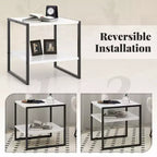Costway 2 PEZZI Tavolino a 2 Livelli da 50 cm con Ripiano portaoggetti Design Reversibile per Soggiorno