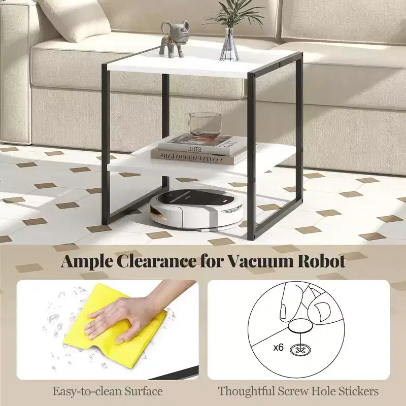 Costway 2 PEZZI Tavolino a 2 Livelli da 50 cm con Ripiano portaoggetti Design Reversibile per Soggiorno