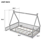 Letto a pavimento per bambini "twin size" con barriera di sicurezza super alta, letto Montessori moderno con porta per la camera da letto