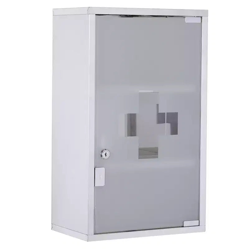 12 x 20 Lockable Medicine Cabinet, 3 Tier Stainless Steel Medical Wall Box with 2 Keys and Shelves for Bathroom