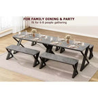 Set Tavolo da Pranzo con Panca per 4, Set Tavolo da Cucina con 2 Panche, Struttura in Metallo, Salvaspazio per Cucina, Sala da Pranzo, Appartamento