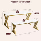 Set Tavolo da Pranzo con Panca per 4, Set Tavolo da Cucina con 2 Panche, Struttura in Metallo, Salvaspazio per Cucina, Sala da Pranzo, Appartamento