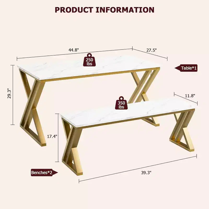 Set Tavolo da Pranzo con Panca per 4, Set Tavolo da Cucina con 2 Panche, Struttura in Metallo, Salvaspazio per Cucina, Sala da Pranzo, Appartamento