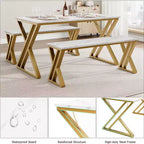 Set Tavolo da Pranzo con Panca per 4, Set Tavolo da Cucina con 2 Panche, Struttura in Metallo, Salvaspazio per Cucina, Sala da Pranzo, Appartamento