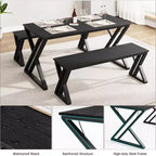 Set Tavolo da Pranzo con Panca per 4, Set Tavolo da Cucina con 2 Panche, Struttura in Metallo, Salvaspazio per Cucina, Sala da Pranzo, Appartamento