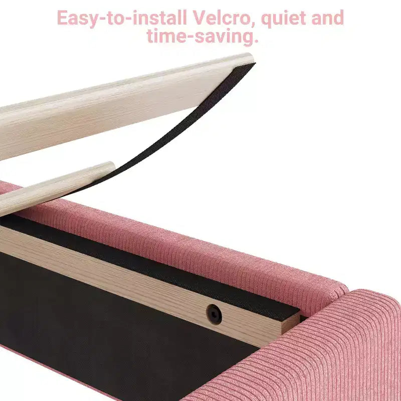 Struttura Letto Singolo in Velluto, con Morbido Rivestimento in Velluto a Coste, Robuste Doghe in Legno e Supporto Silenzioso, Nessuna Molla Richiesta, Rosa