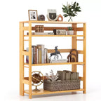 Costway 4-Tier Bookshelf Floor Storage Shelf w/ Rubber Wood Frame Anti-Toppling Kits
