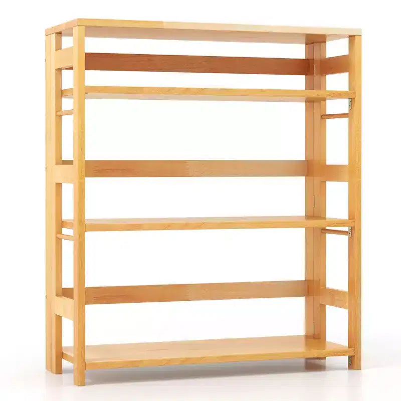 Costway Scaffale a 4 Ripiani con Struttura in Legno di Caucciù e Kit Antiribaltamento