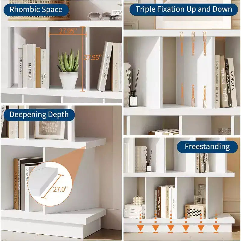 Organizzatore a 8 cubi, Libreria in noce con 10 pannelli posteriori rimovibili, Scaffale aperto per soggiorno, camera da letto, facile da montare