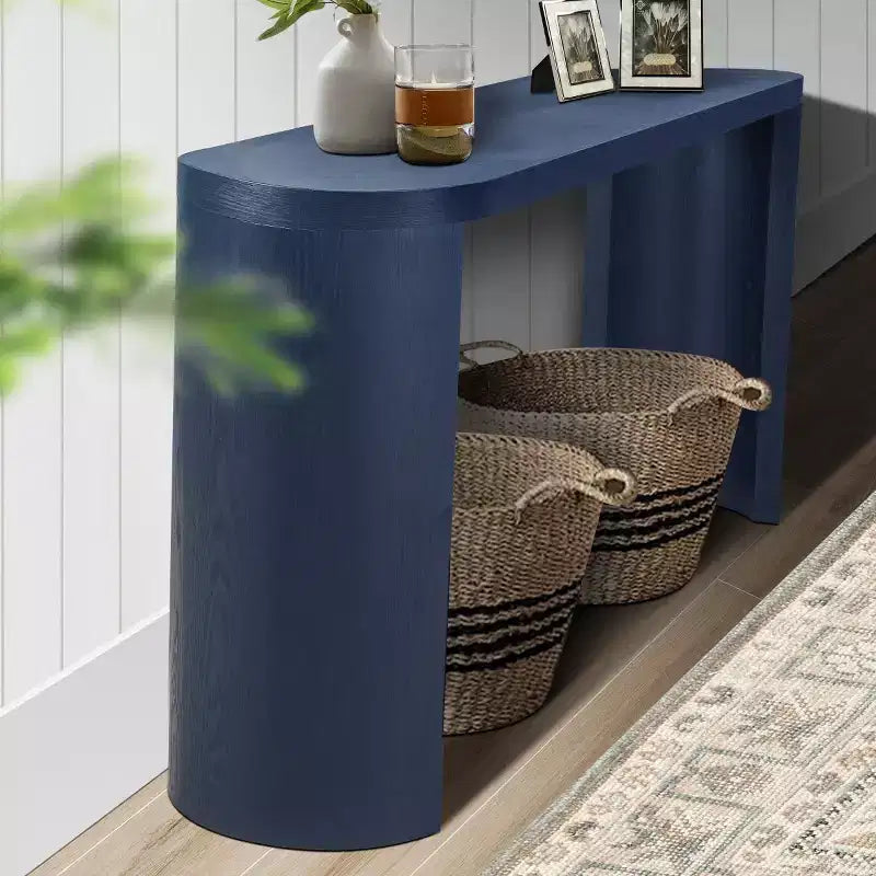 60 Tavolo Consolle da Ingresso Moderno, Tavolo da Corridoio con Piano Spesso e Gambe Curve Reversibili per Soggiorno o Ingresso - Panipeachy