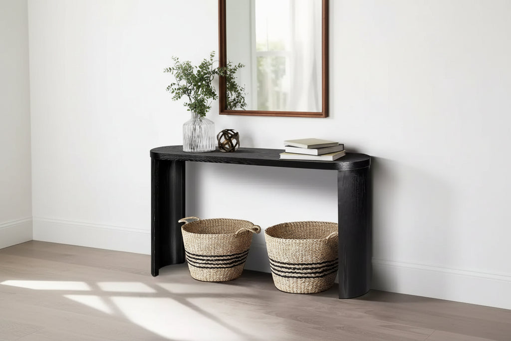 60 Tavolo Consolle da Ingresso Moderno, Tavolo da Corridoio con Piano Spesso e Gambe Curve Reversibili per Soggiorno o Ingresso - Panipeachy
