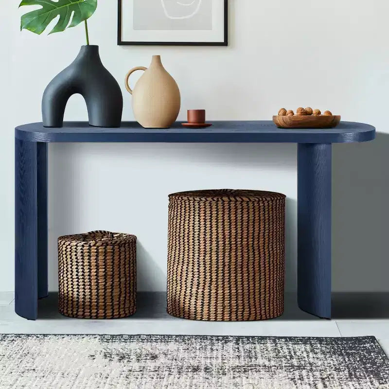 60 Tavolo Consolle da Ingresso Moderno, Tavolo da Corridoio con Piano Spesso e Gambe Curve Reversibili per Soggiorno o Ingresso - Panipeachy