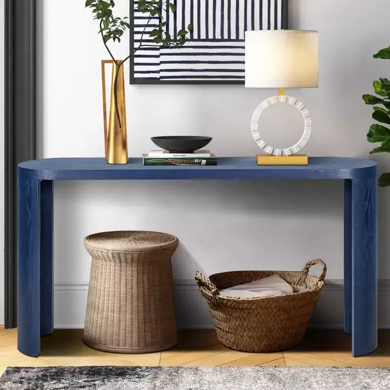 60 Tavolo Consolle da Ingresso Moderno, Tavolo da Corridoio con Piano Spesso e Gambe Curve Reversibili per Soggiorno o Ingresso - Panipeachy