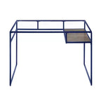Scrivania rettangolare Royal Hampton con piano in vetro, scomparto aperto e base a slitta, blu
