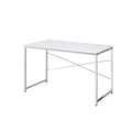 Royal Hampton Writing Desk with X Shaped Cross Bar and Chrome Finish, White
