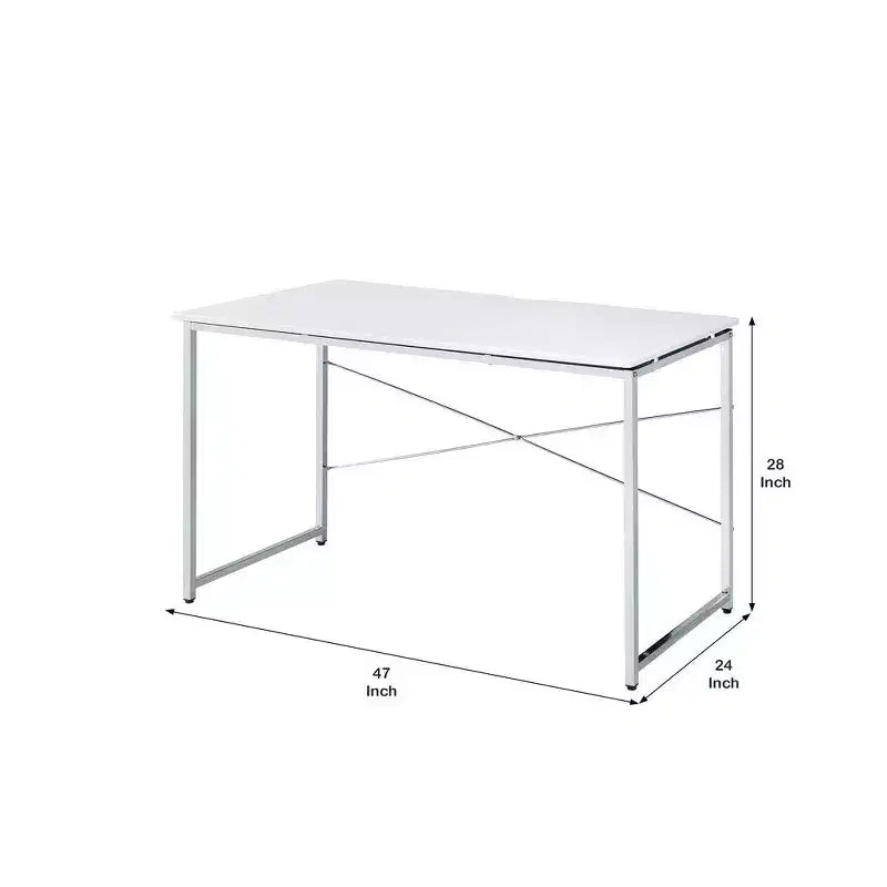Scrivania Royal Hampton con gambe incrociate a X e finitura cromata, bianca