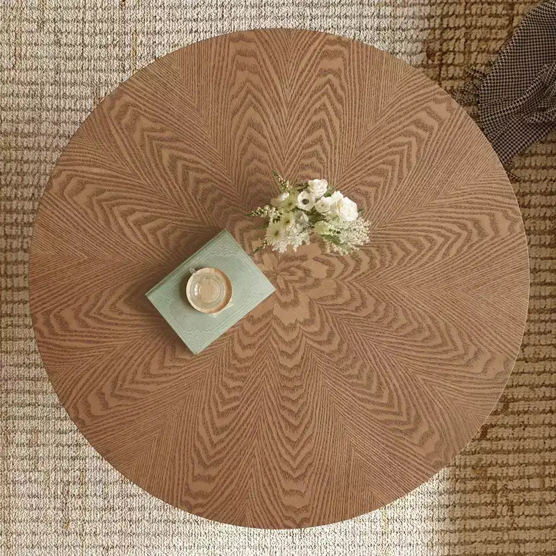 Homy Casa Tavolino rotondo da 80 cm con piano impiallacciato in legno di frassino per soggiorno o salotto, noce