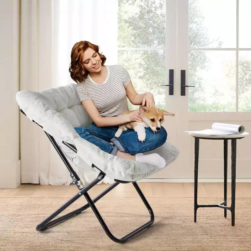 TUYOHW Poltrone pieghevoli di grandi dimensioni in pelliccia sintetica, poltrone lounge imbottite per soggiorno, camera da letto