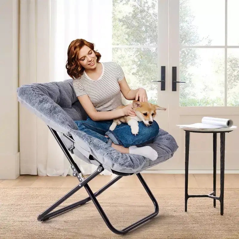 TUYOHW Poltrone pieghevoli di grandi dimensioni in pelliccia sintetica, poltrone lounge imbottite per soggiorno, camera da letto