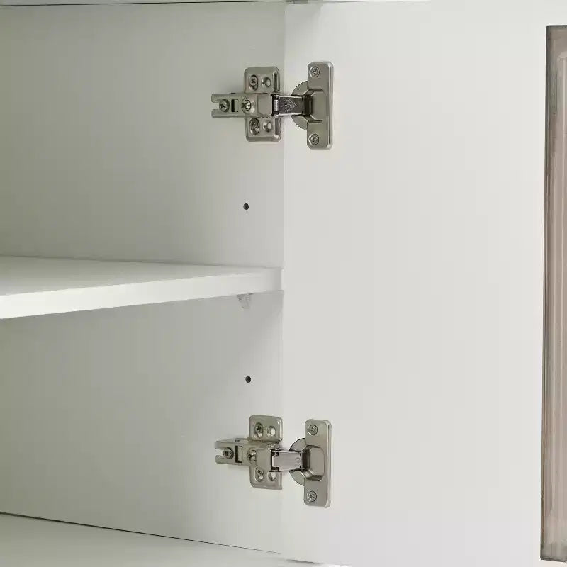 Mobile TV con ante in vetro per TV da 78", console multimediale in legno con ante ad arco, centro di intrattenimento con ripiani regolabili