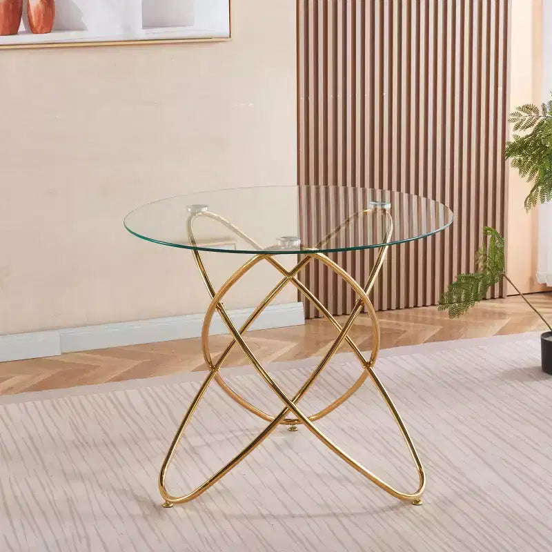 Tavolino da divano con gamba in metallo e vetro temperato, moderno tavolo salvaspazio per cucina, soggiorno, ufficio, balcone