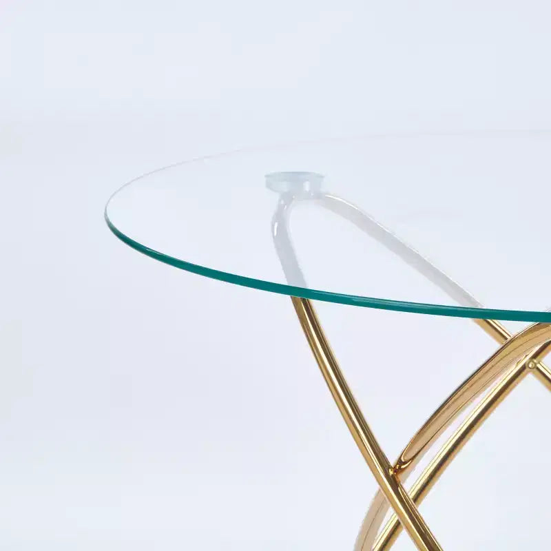 Tavolino da divano con gamba in metallo e vetro temperato, moderno tavolo salvaspazio per cucina, soggiorno, ufficio, balcone