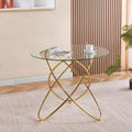 Sofa End Table with Metal Leg and Tempered Glass, Modern Space Saving Kitchen Table for Living Room Office Balcony