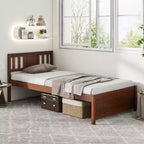 Struttura letto Costway per materasso singolo/matrimoniale/queen size con testiera e doghe in legno, nessun box spring necessario