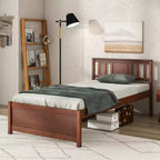 Struttura letto Costway per materasso singolo/matrimoniale/queen size con testiera e doghe in legno, nessun box spring necessario