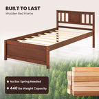 Struttura letto Costway per materasso singolo/matrimoniale/queen size con testiera e doghe in legno, nessun box spring necessario